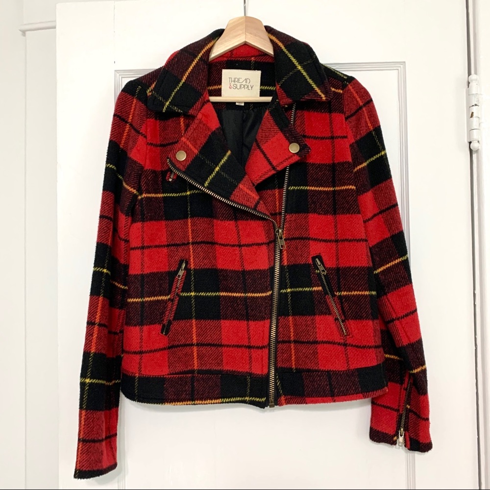 Thread & Supply Plaid Moto Jacket